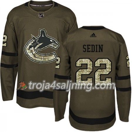 Vancouver Canucks tröja Daniel Sedin 22 Adidas 2017-2018 Camo Grön Authentic - NHL Tröjor Herr